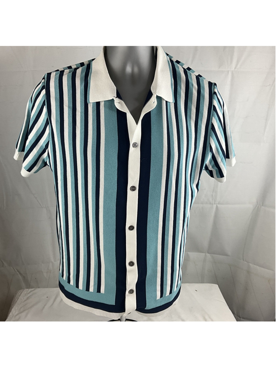 Stripe Other - Men’s Sinransinya Retro Golf Sweater Size Medium Blue Stripe 100% Viscose